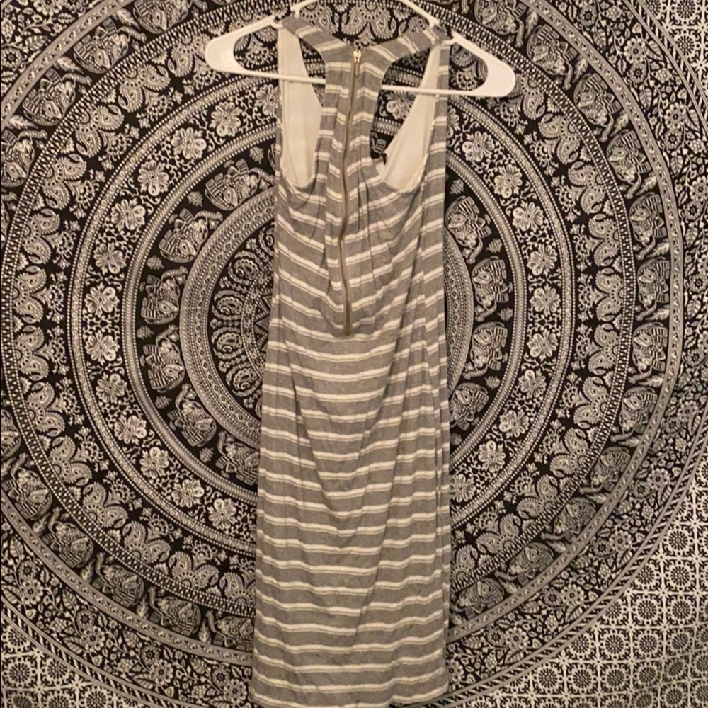 White and gray striped dress